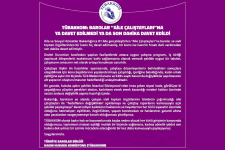 TÜBAKKOM aile çalıştaylarına dair açıklama yaptı: 'Barolar çağrılmadı'