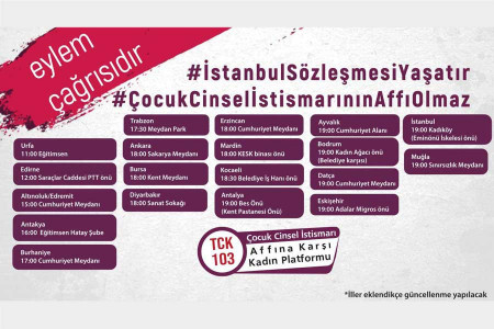 TCK 103 Kadın Platformundan çocuk istismarına karşı il il eylem çağrısı
