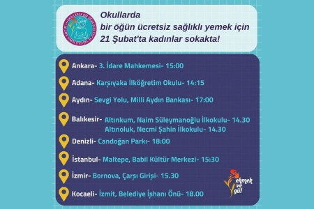 Okullarda Bir Öğün Ücretsiz Sağlıklı Yemek için 21 Şubat'ta kadınlar sokakta!