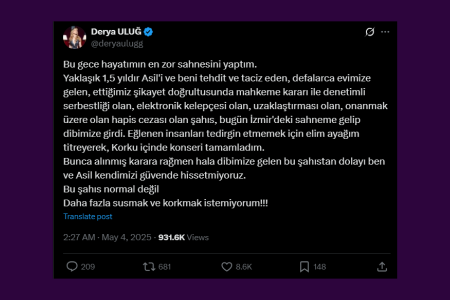 Şarkıcı Derya Uluğ: 'Kendimizi güvende hissetmiyoruz, susmak ve korkmak istemiyorum'